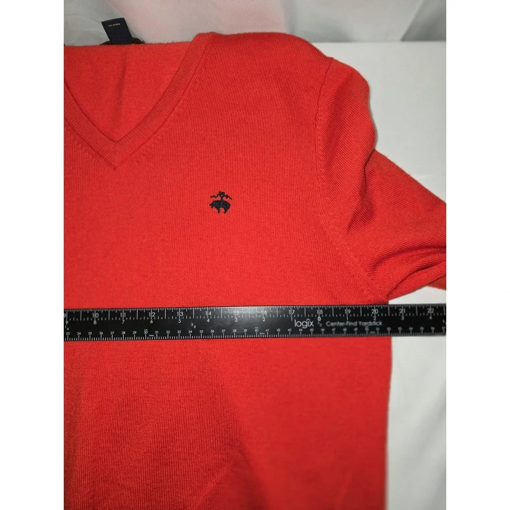 Brooks Brothers V-Neck Sweater Mens Medium Red Merino Wool Stretch Knit Pullover